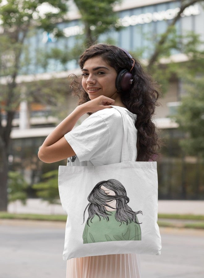 Hubops حقيبة تسوق من قماش البوليستر من هوبوبس، حقيبة جامعية للبنات، للتسوق والسفر والشاطئ، حقيبة تسوق قابلة لإعادة الاستخدام، حقيبة يد بقالة، حقيبة سفر للنساء، مطبوعة برسومات بنات (همسات خفية). - Image 4